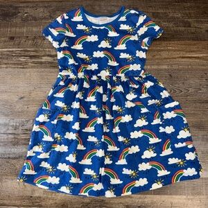 Hanna Andersson Fit and Flare Rainbow Cloud Dress Size 130 (US 7/8) Pocket Dress